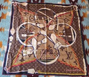 Louis Vuitton Carre Tribute To Large Marron Scarf New In Box